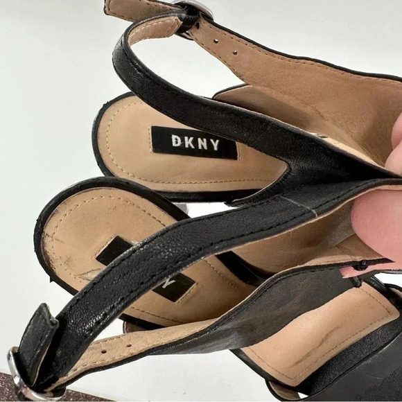 Dkny womens heels size 10 41 black leather platform chunky booties - Picture 13 of 15